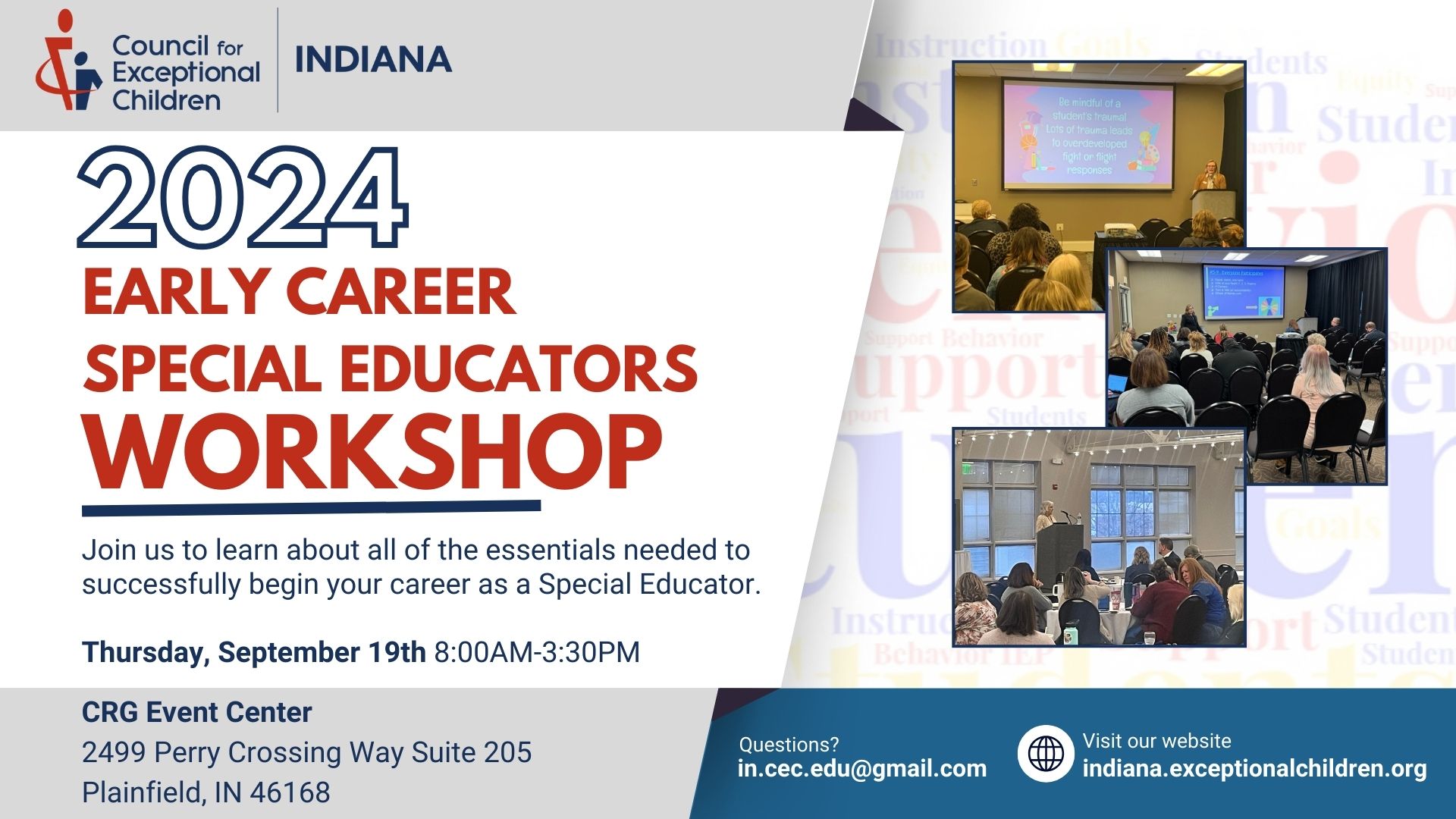 Graphic with text "2024 Early Career Special Educators Workshop"